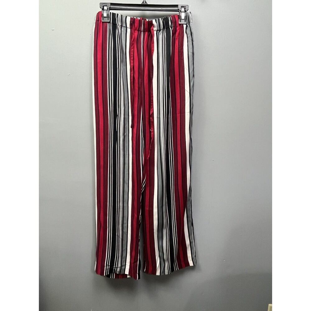 BocaBay wide‎ leg pants Womens Medium Red striped casual pull on drawstring